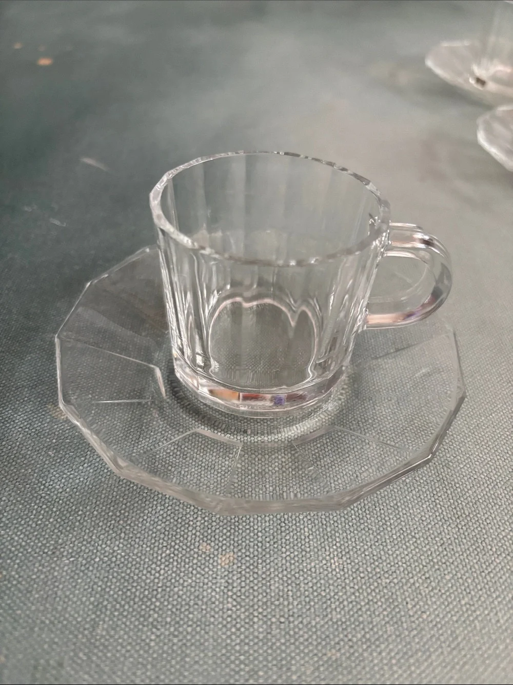 Bormioli Oxford Vitrosax Espresso Cups with Saucers Set of 6 Italy Clear Glass